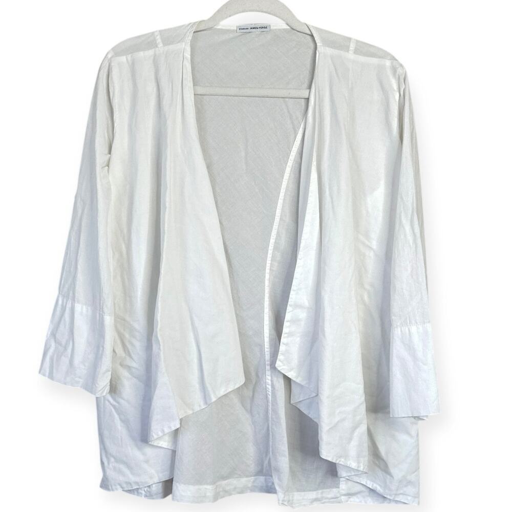 JAMES PERSE Draped Open Front Cardigan Jacket White Cotton Size 2 Small
